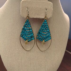 Elegant Goa Turquoise Beaded Dangle Earrings